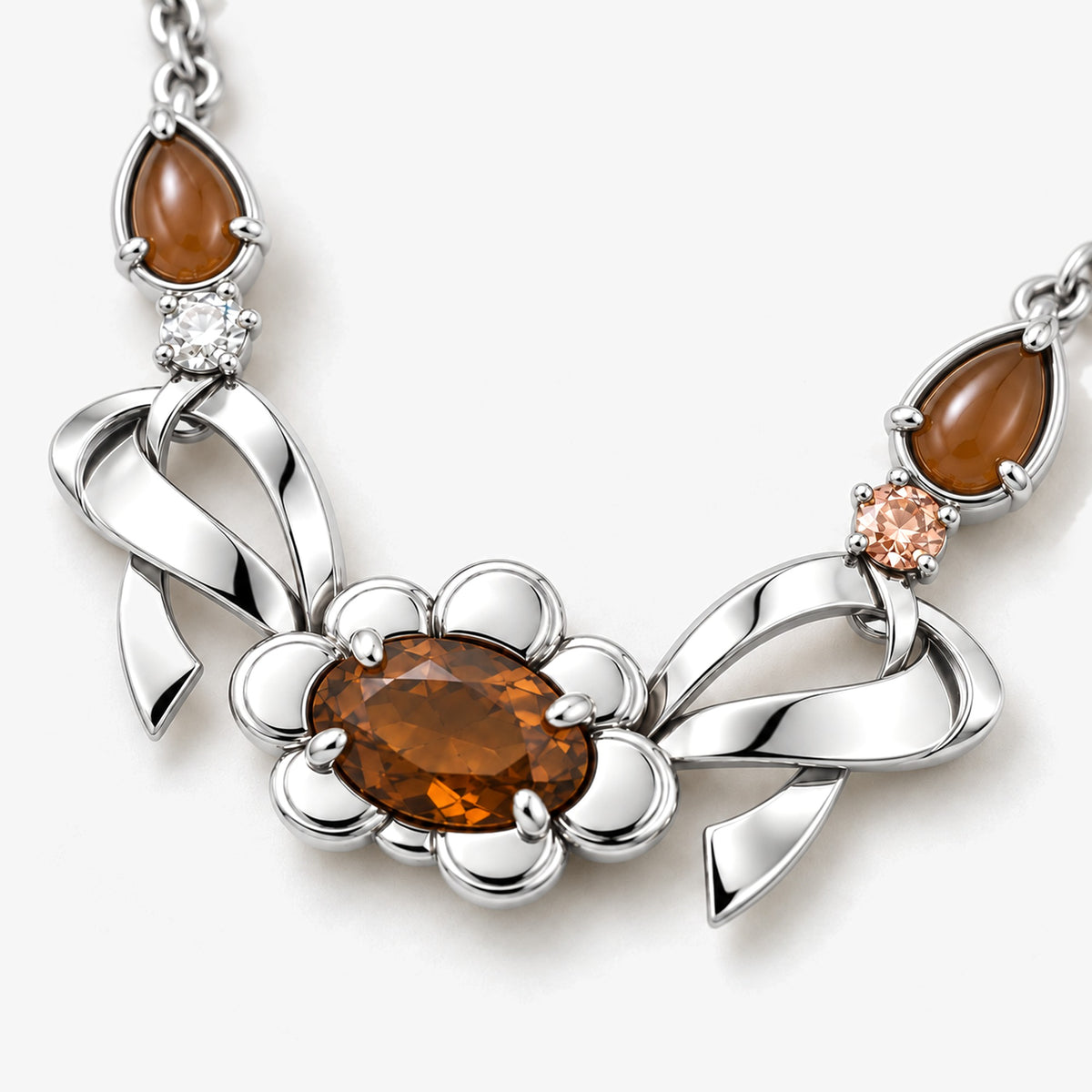 Origin Path Necklace in silver, close-up