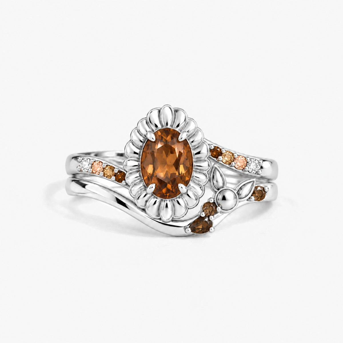 Origin Path Ring Set in silver, front view