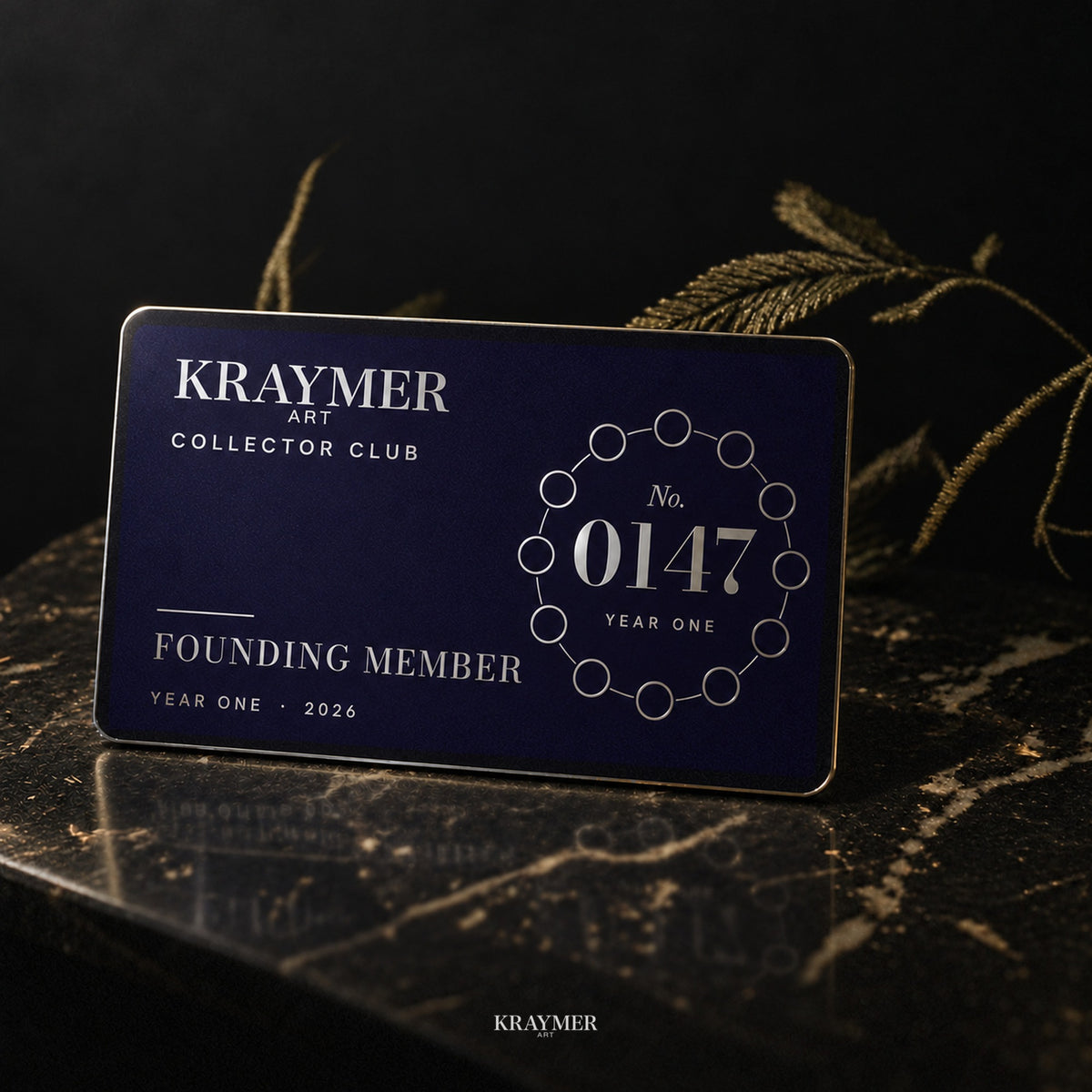 The numbered Collector Club member card in deep indigo with silver lettering