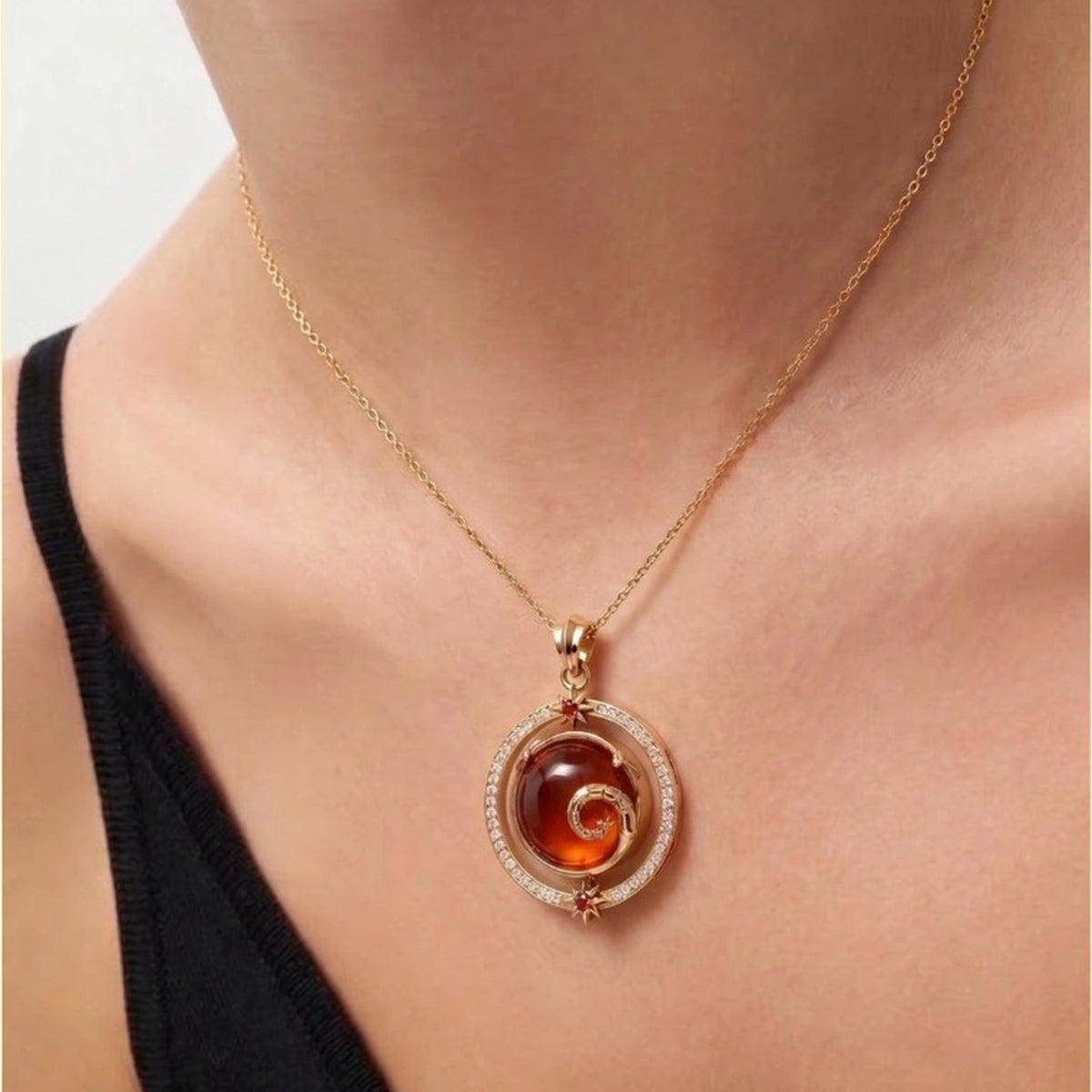 Aries Birthstone Necklace image 5 model