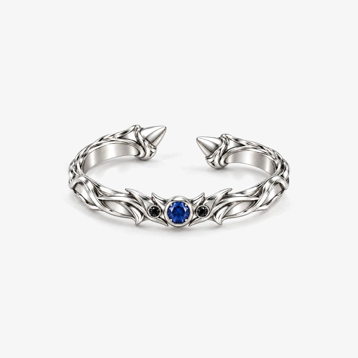 Aura Spike Cuff in silver, front view