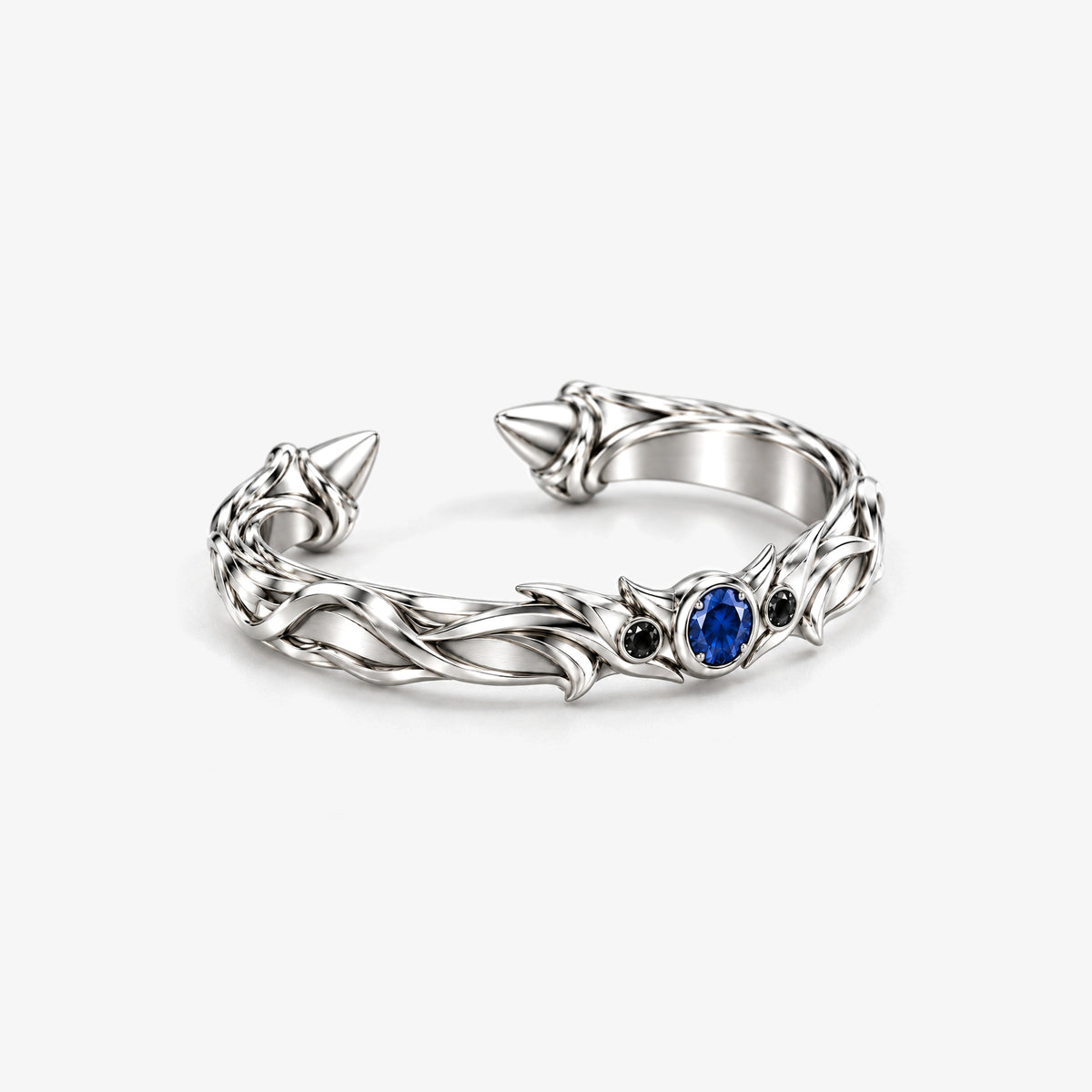 Aura Spike Cuff in silver, right side view