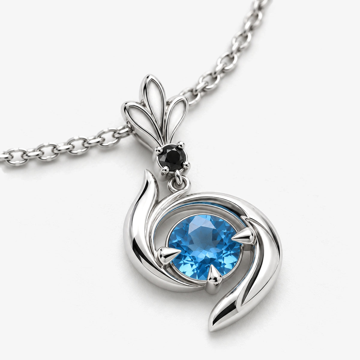 Aura Spike Necklace in silver, angled view