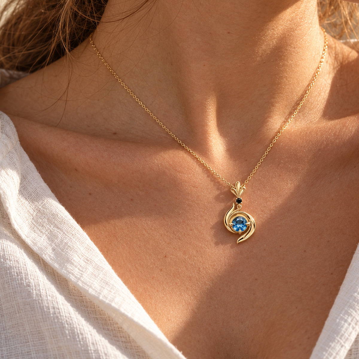 Aura Spike Necklace in gold, worn