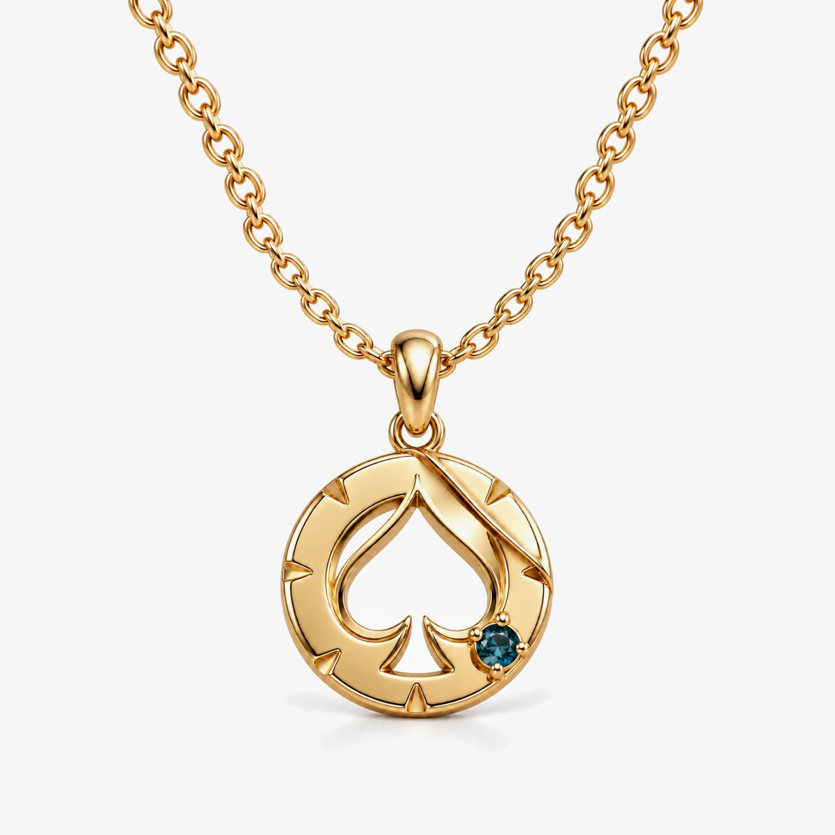 Aventurine House Medallion Necklace in gold, front view