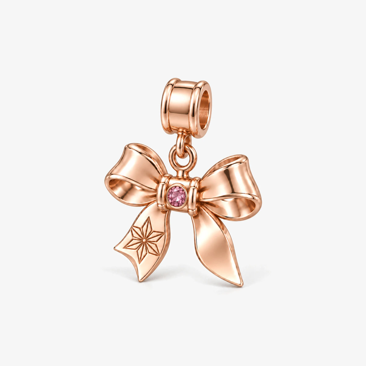 Bamboo Demon Charm in rose gold, side view of the bail