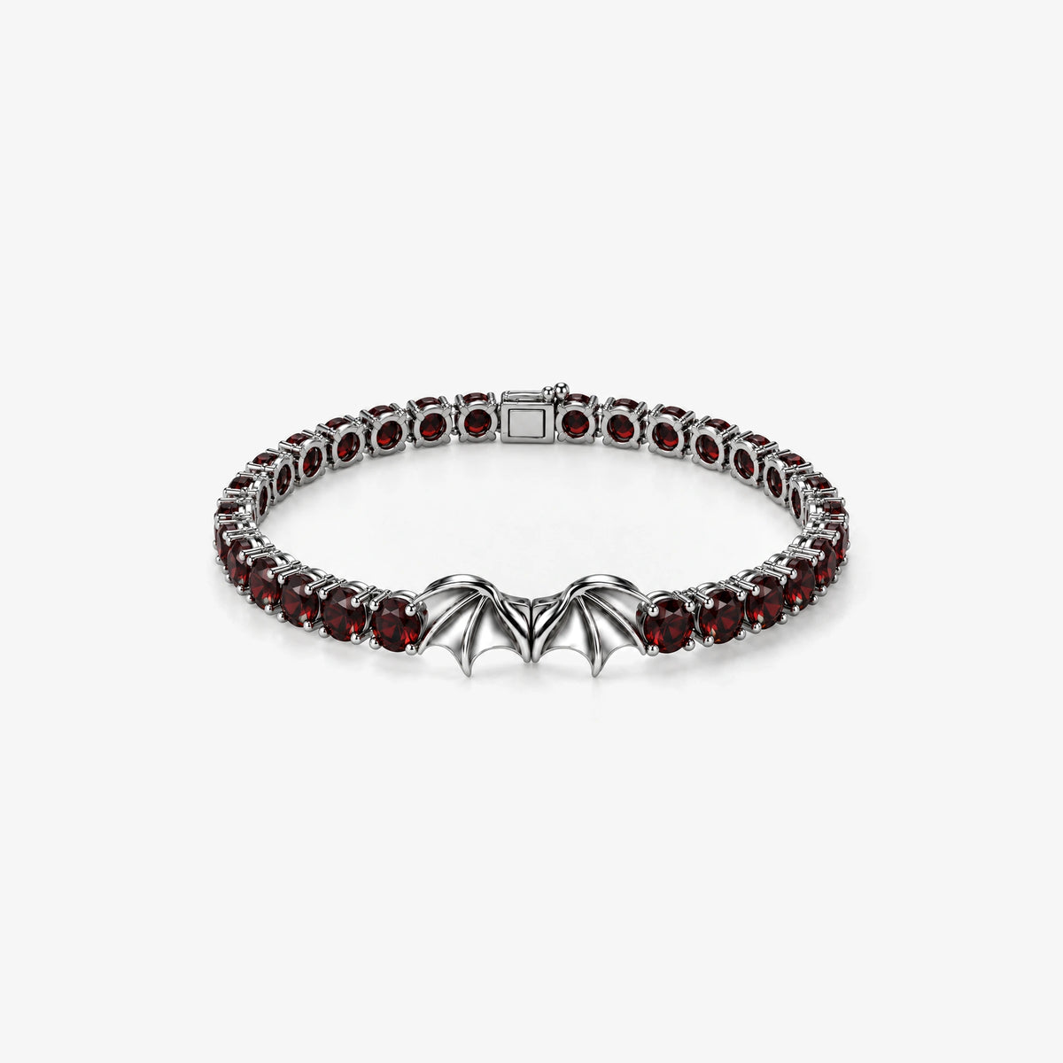 Crimson Wing Tennis Bracelet in Silver, front view
