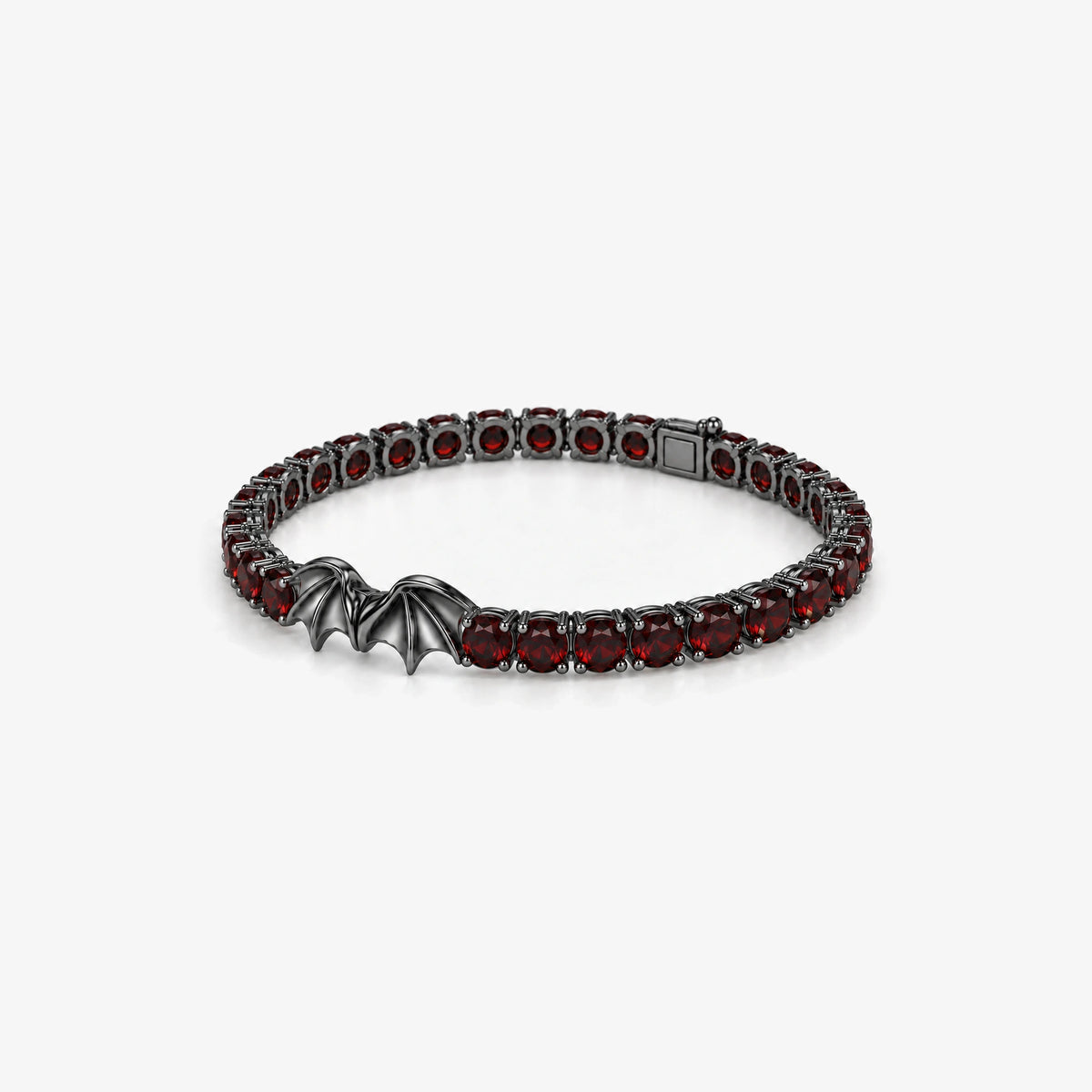Crimson Wing Tennis Bracelet in Royal Black, left side view