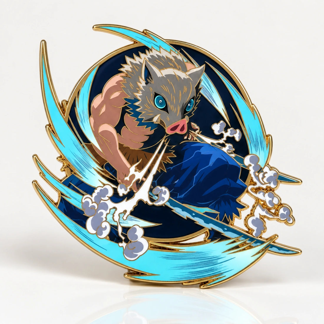 Beast Breathing Glow in the Dark Enamel Pin with the lights on