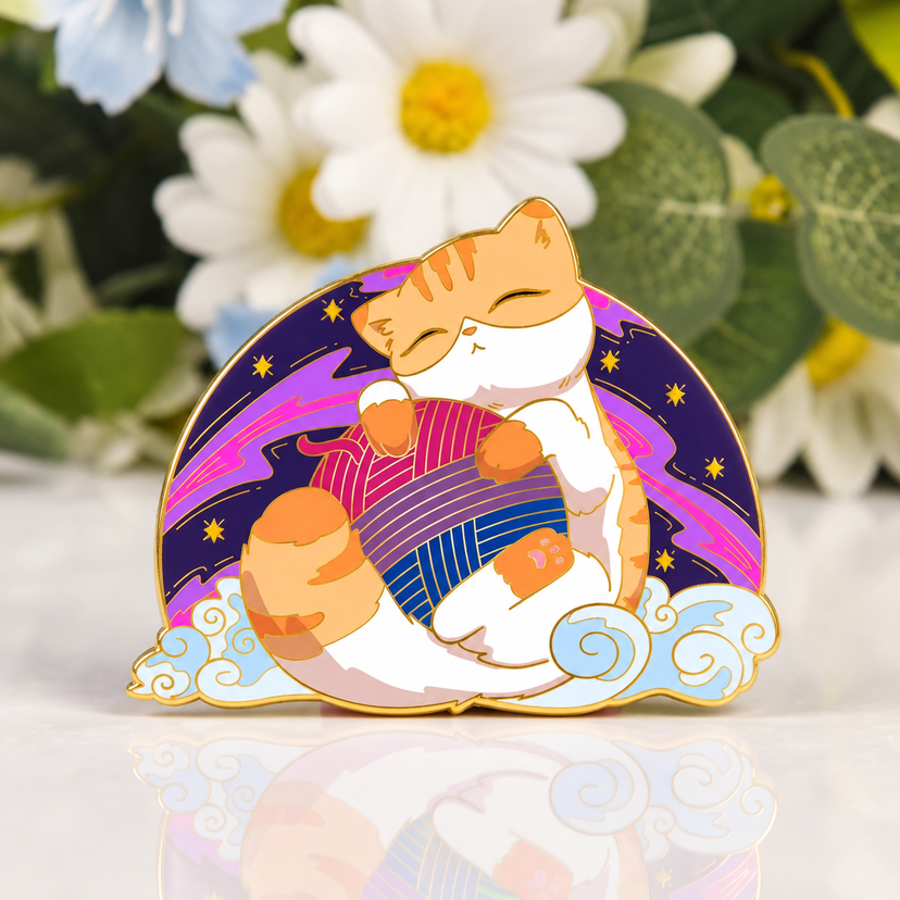 Bisexual Pride Cat Enamel Pin