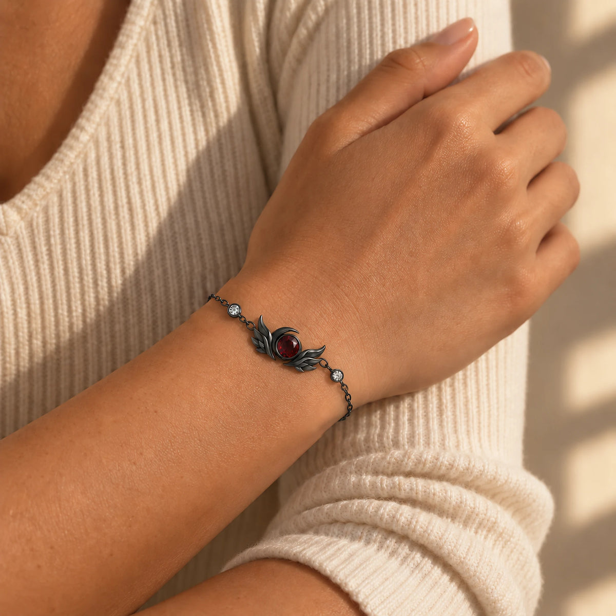 Black Swan Bracelet in Royal Black, worn