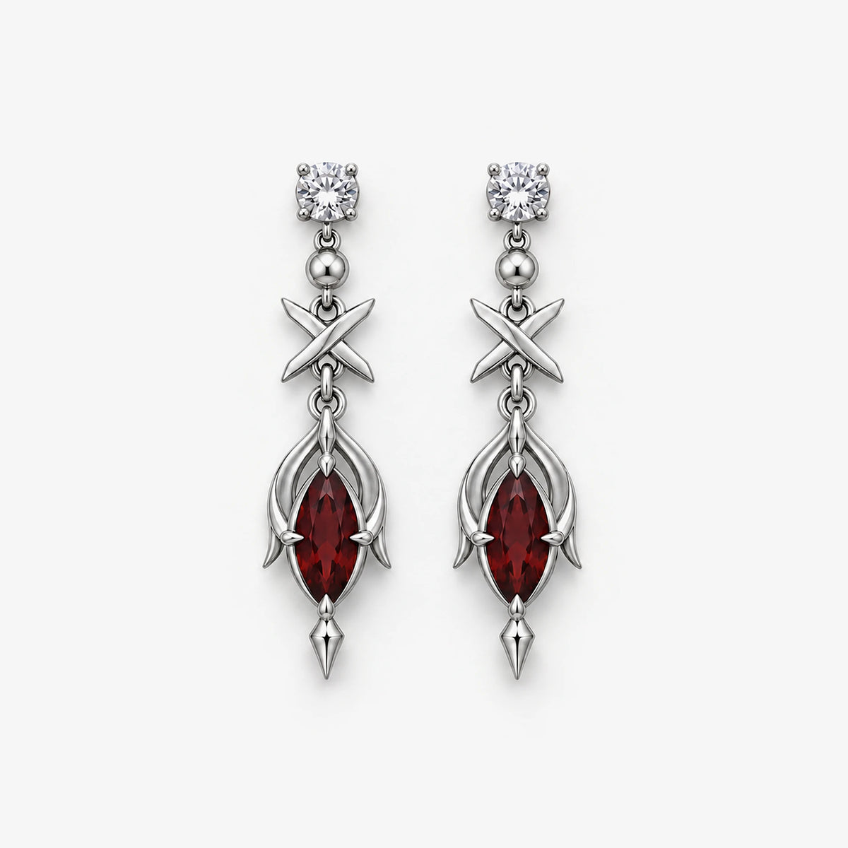 Black Swan Earrings in silver, front view
