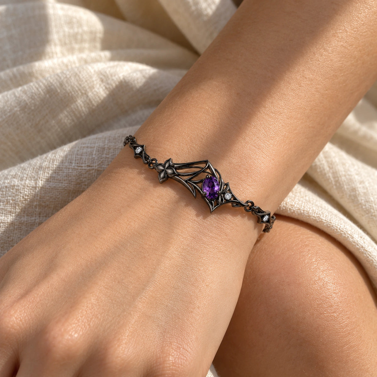 Black Swan Memoria Bracelet in Royal Black worn on the wrist