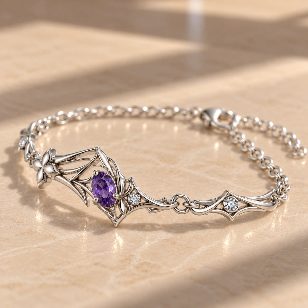 Black Swan Memoria Bracelet in silver, angled view