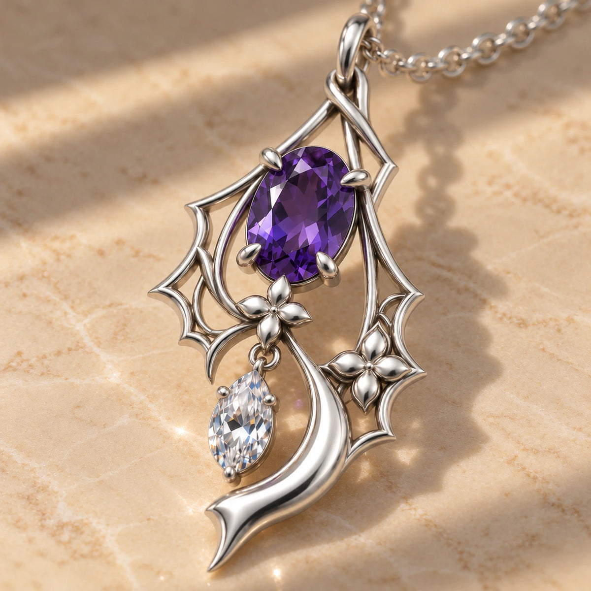 Close-up of the Black Swan Memoria pendant