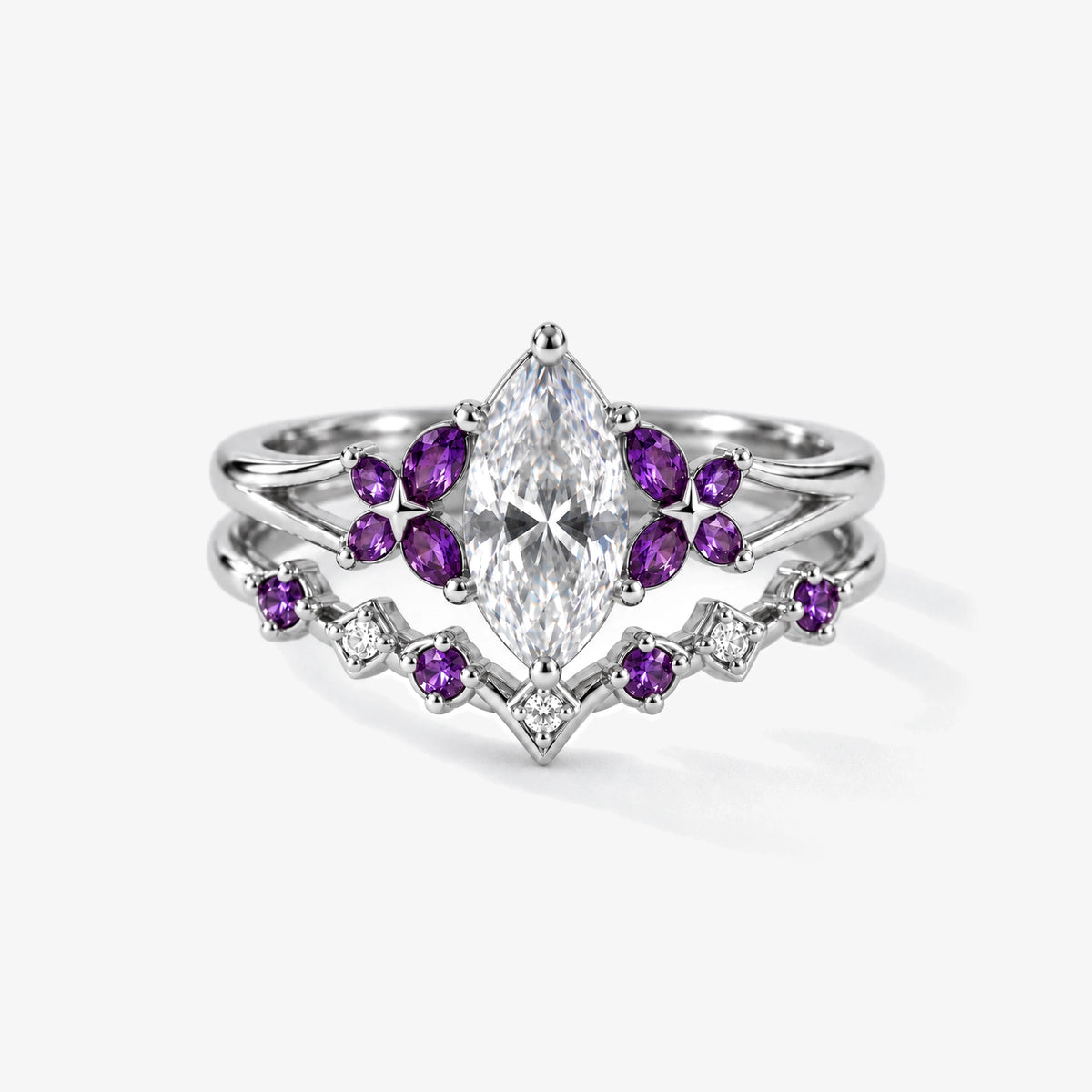 Black Swan Memoria Two-in-One Ring in silver, front view