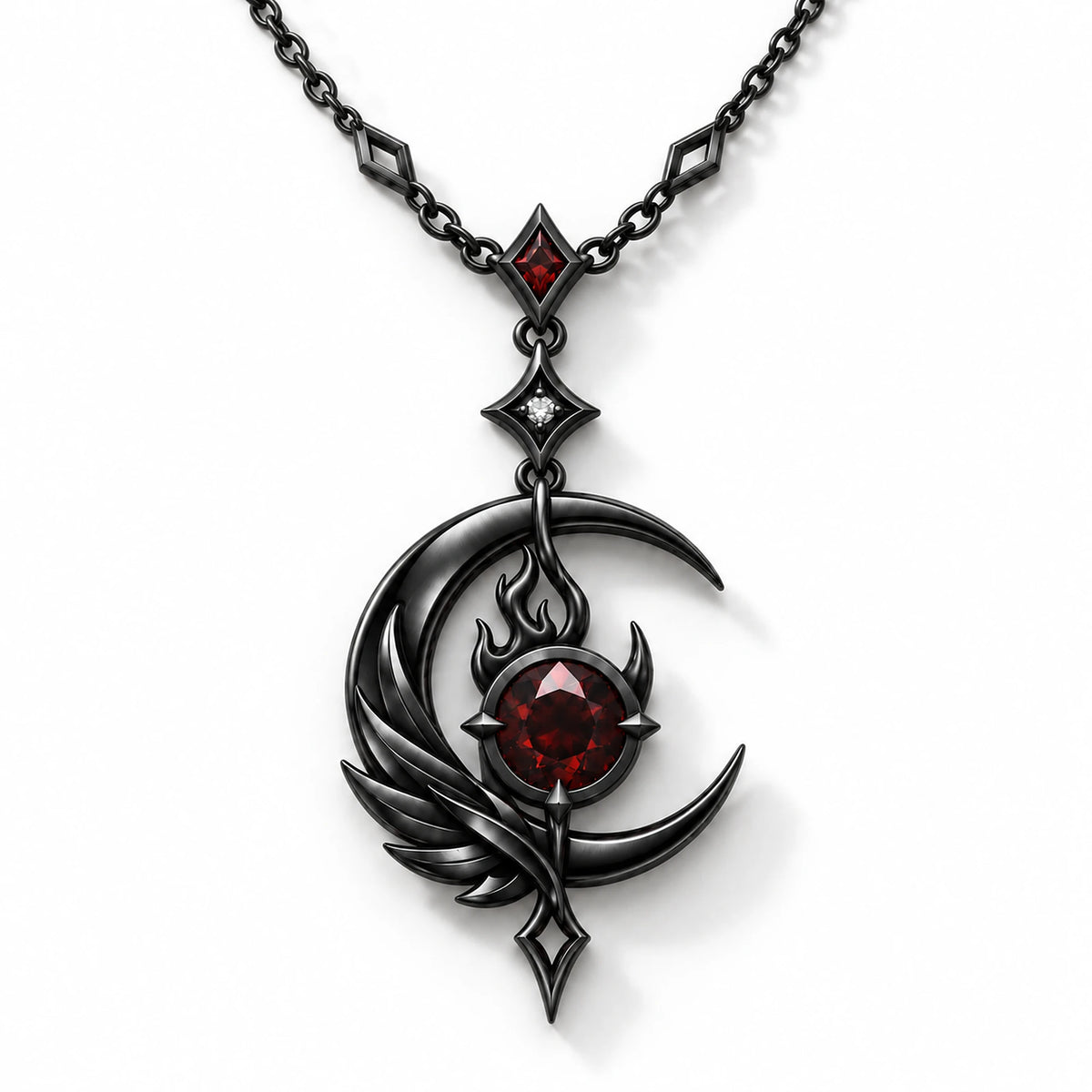 Black Swan Necklace in Royal Black, front view