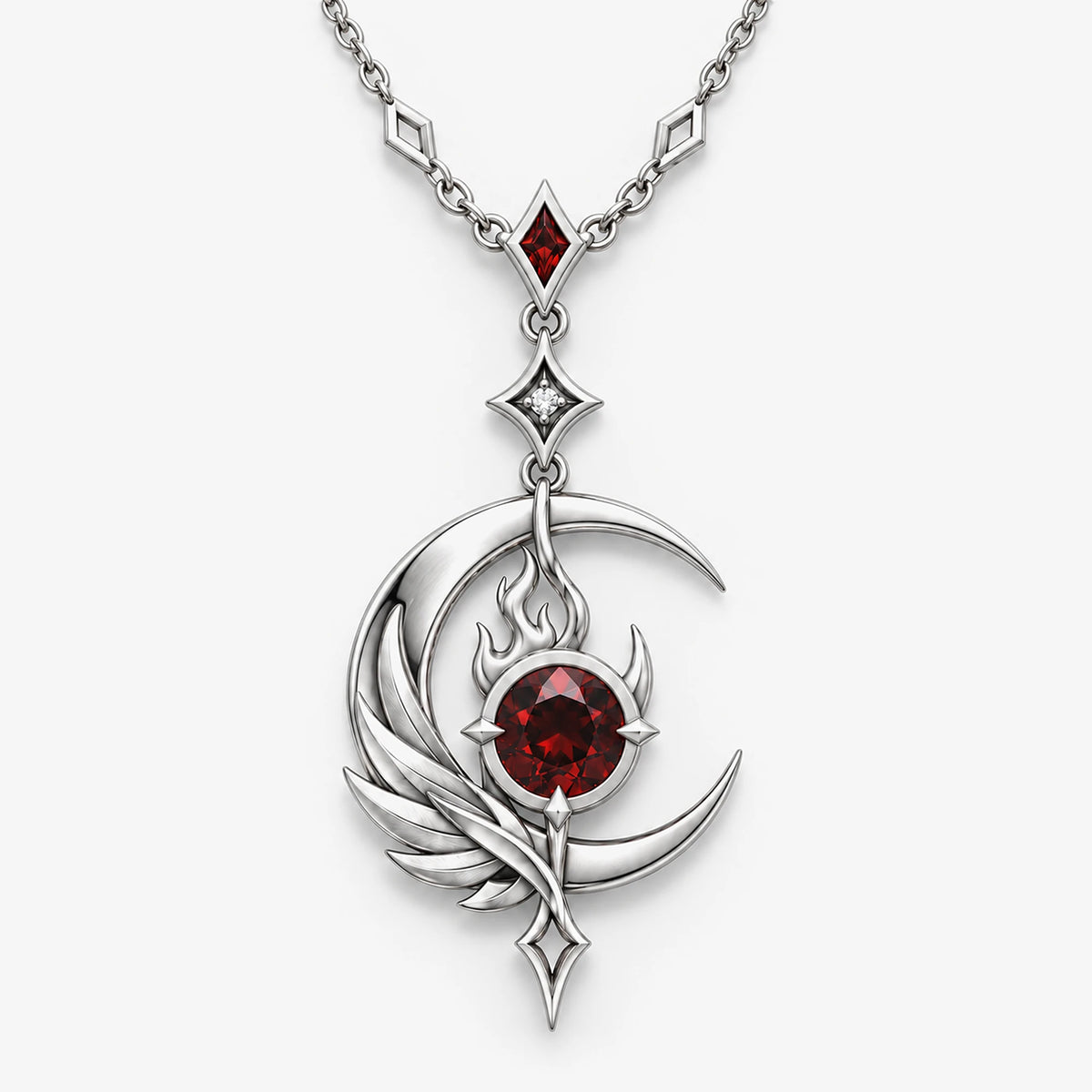 Black Swan Necklace in silver, front view