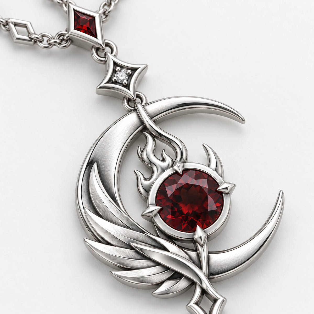 Black Swan Necklace in silver, close-up