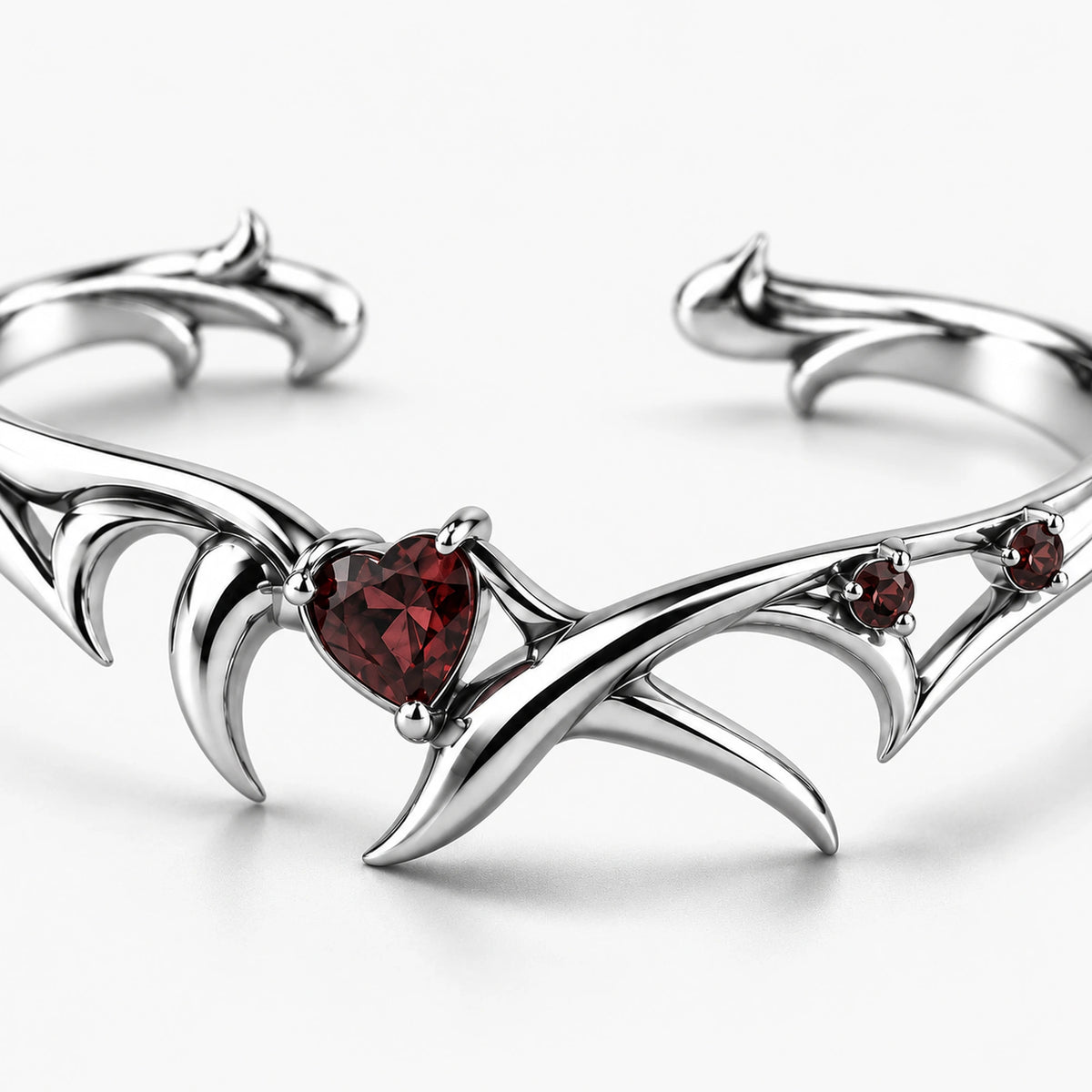 Blood Bond Cuff in silver, close-up