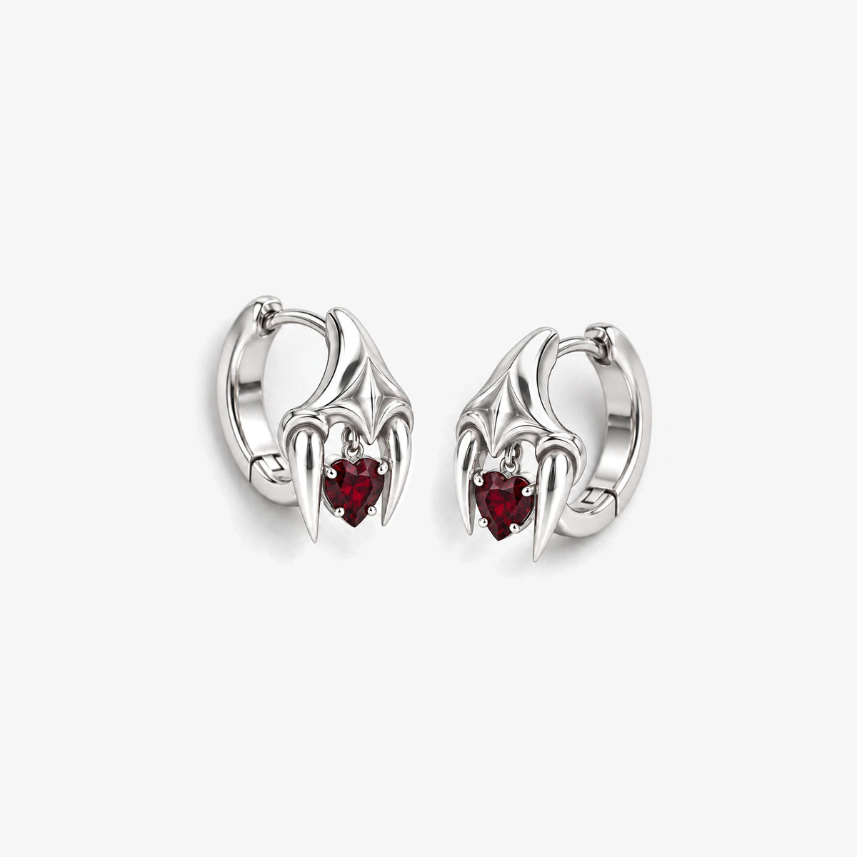 Blood Bond Huggie Earrings in silver, front view