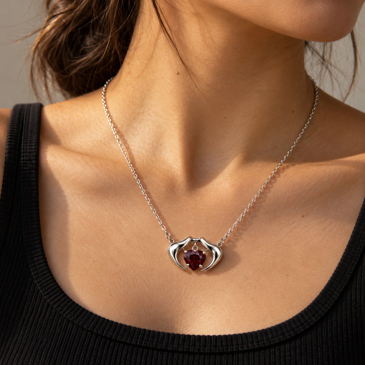 Blood Bond Pendant Necklace in Silver, worn