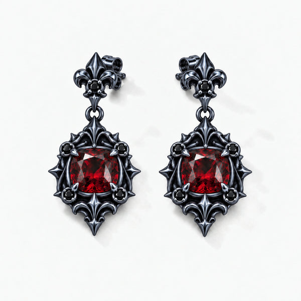 Borgia Drop Earrings in Royal Black