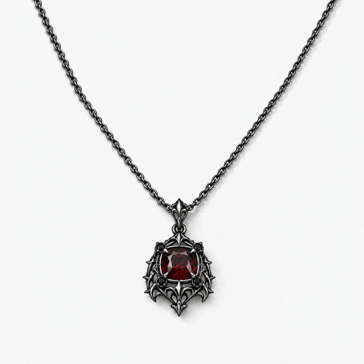Borgia Poison Pendant Necklace in Royal Black, front view