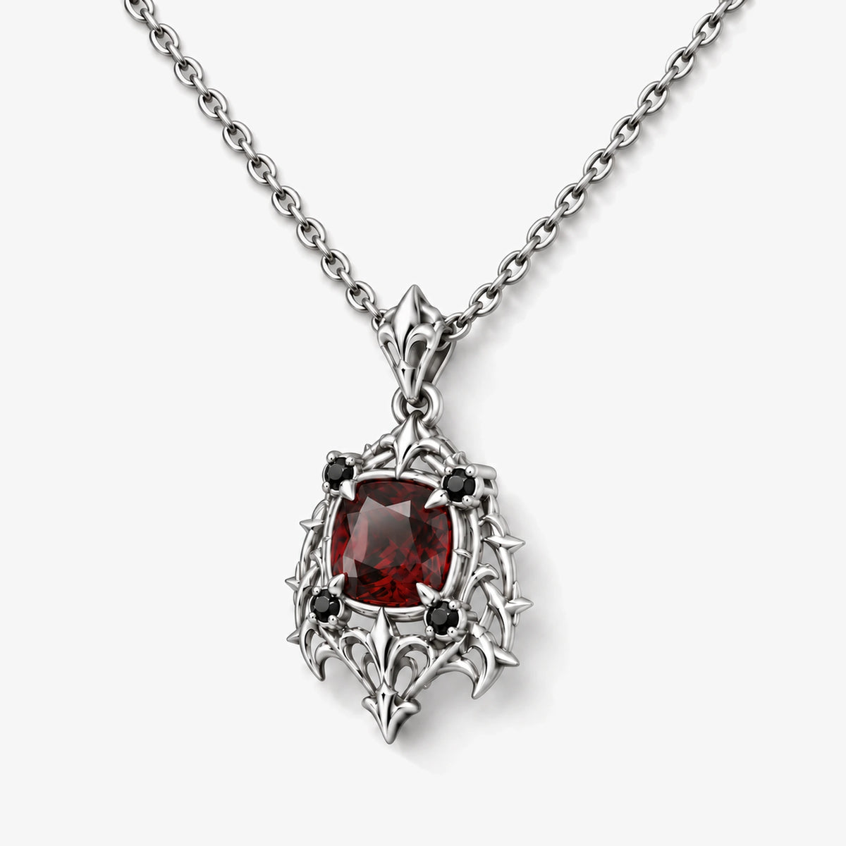 Borgia Poison Pendant Necklace in Silver, three-quarter view