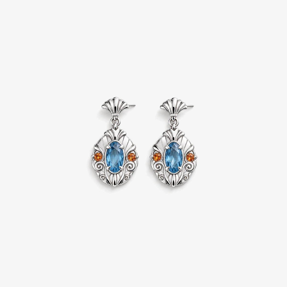 Bubble Shell Earrings in silver, front view