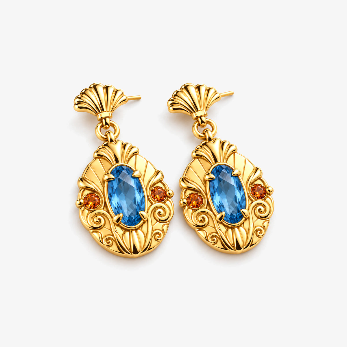 Bubble Shell Earrings in gold, close-up