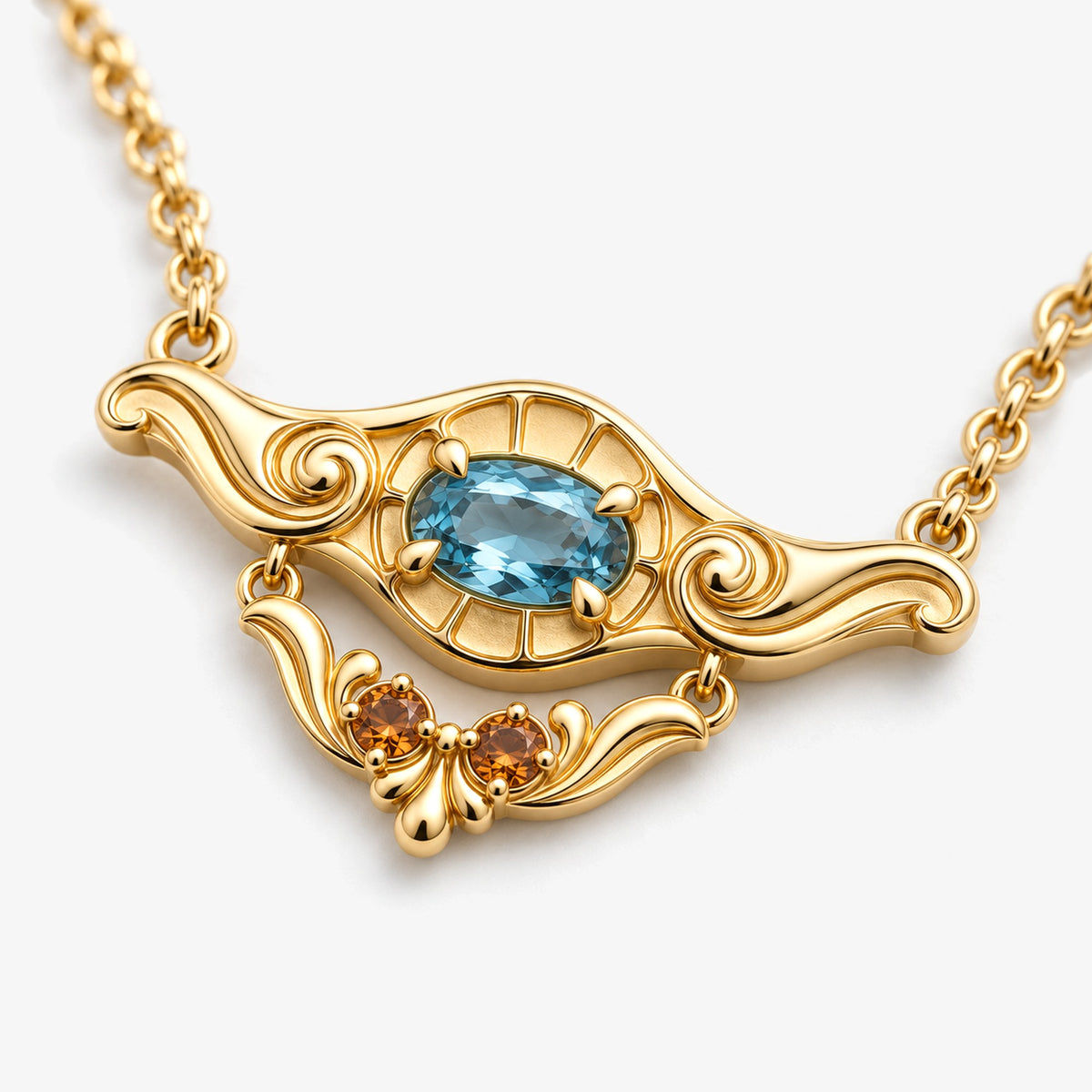 Bubble Shell Necklace in gold, angled view