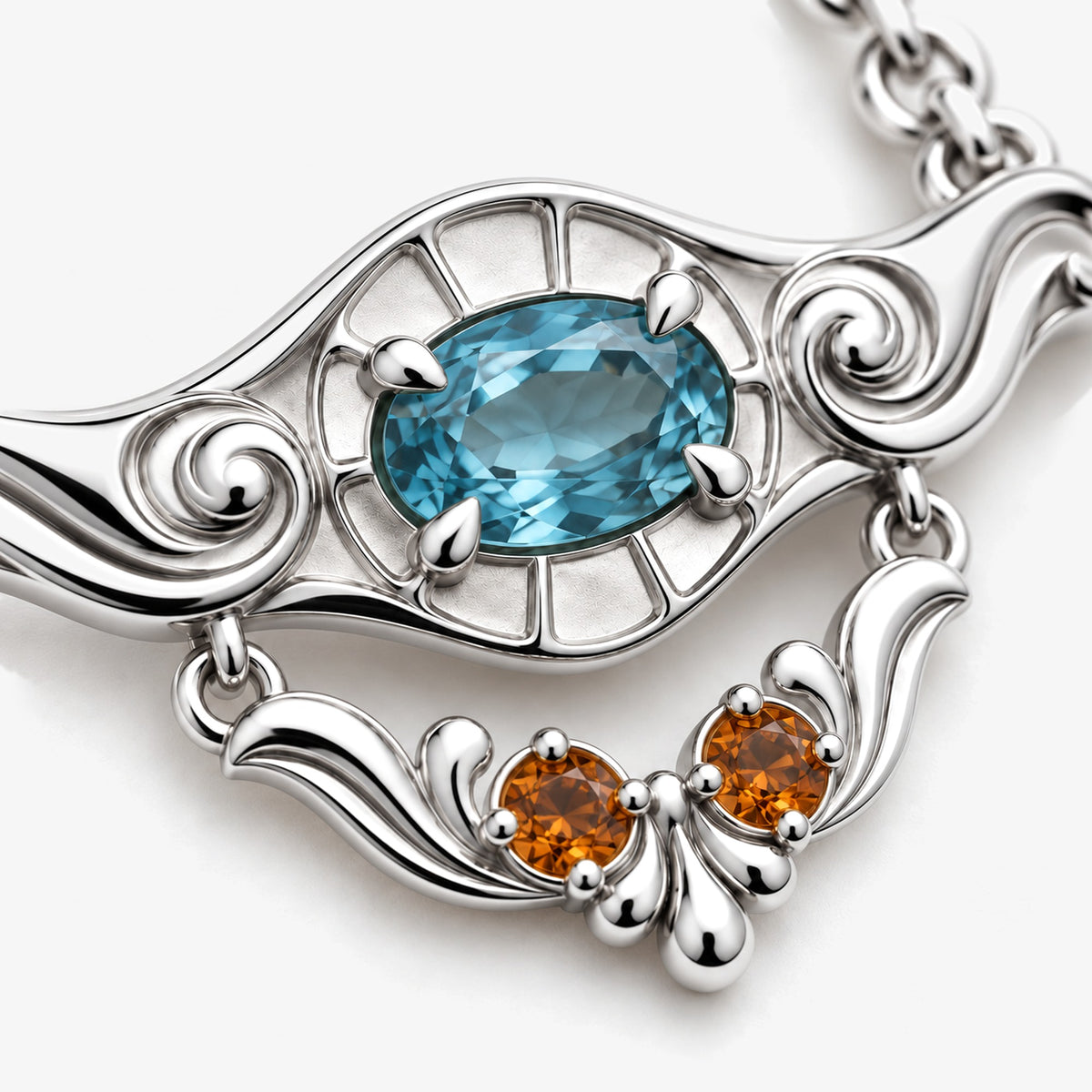 Bubble Shell Necklace in silver, close-up