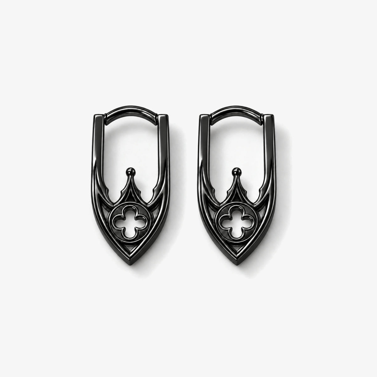 Cathedral Arch Hoop Earrings in Royal Black, pair, front view