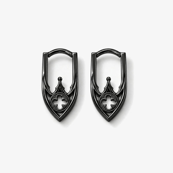 Cathedral Arch Hoop Earrings in Royal Black