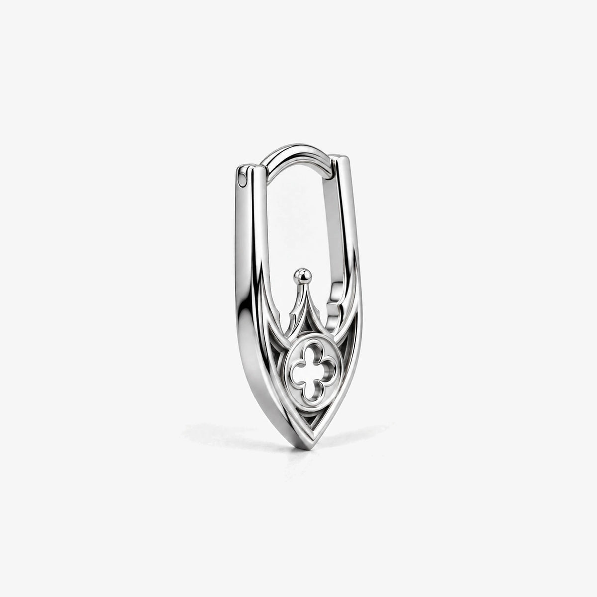 Cathedral Arch Hoop Earrings in silver, side profile