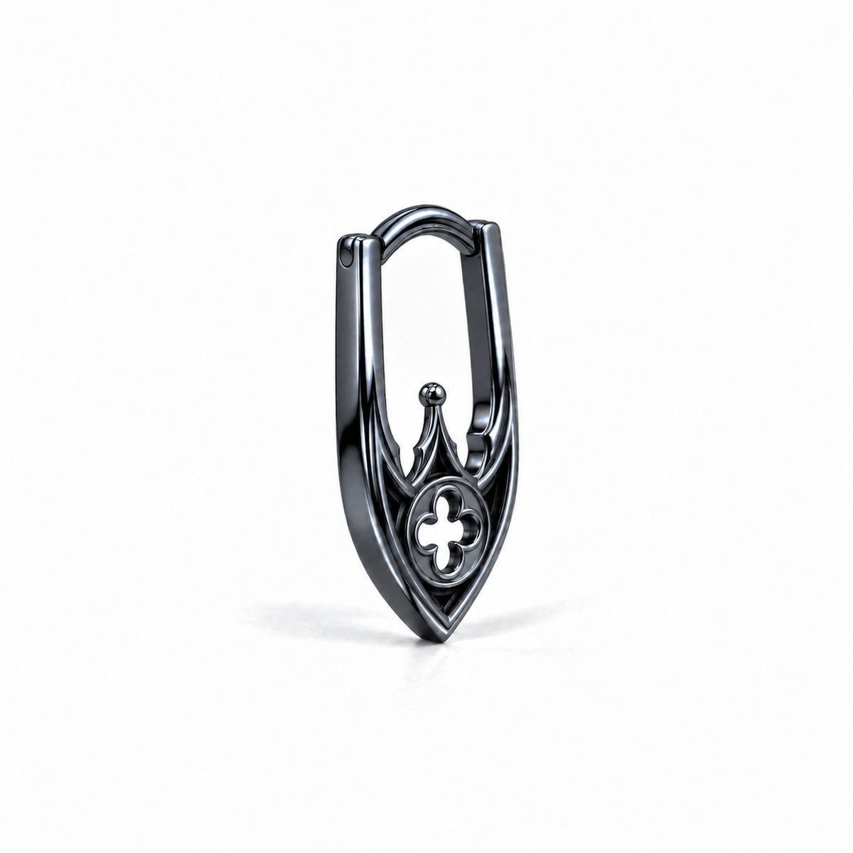 Cathedral Arch Hoop Earrings in Royal Black, side profile
