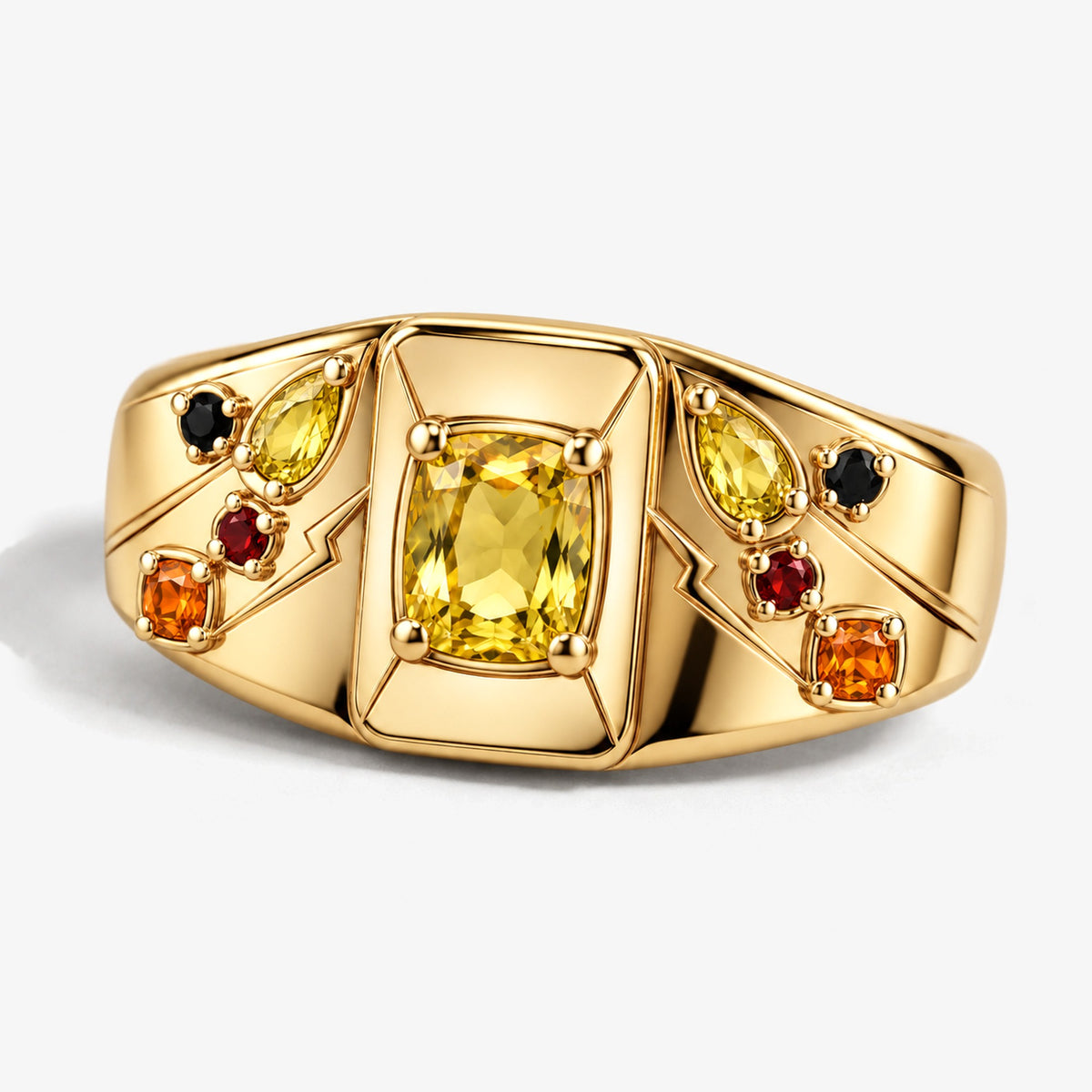 Cheek Spark Signet Ring in gold, front view