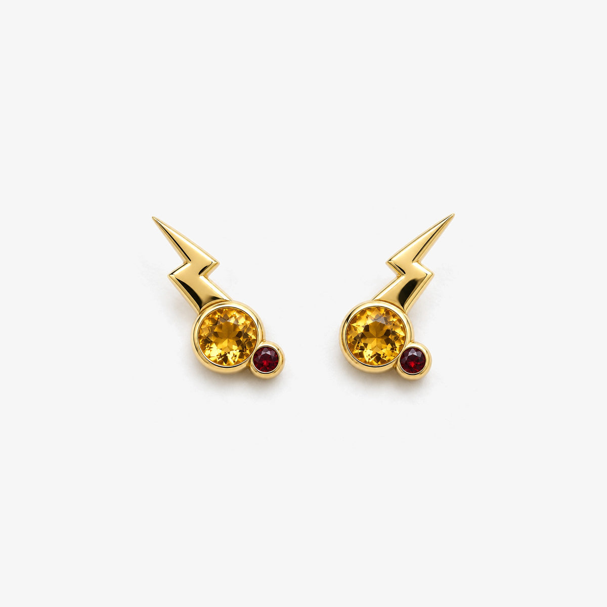Cheek Spark Studs in gold, front view
