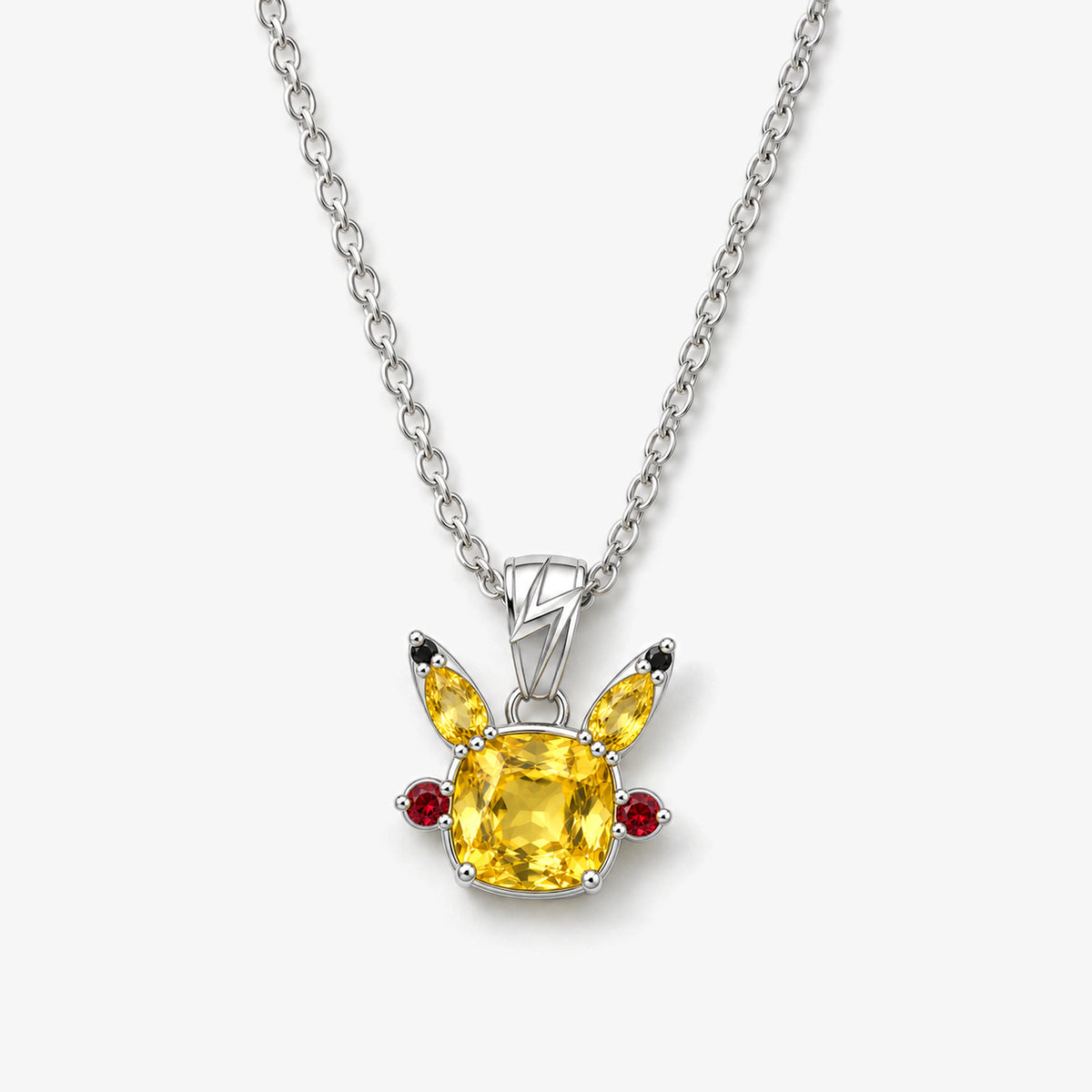 Cheek Spark Necklace in silver, front view