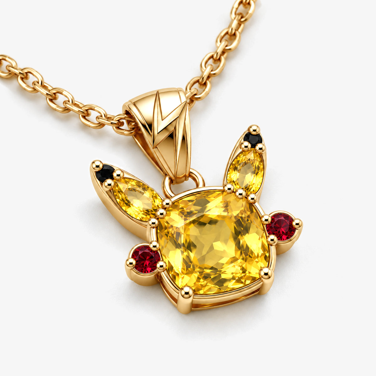 Cheek Spark Necklace in gold, angled view