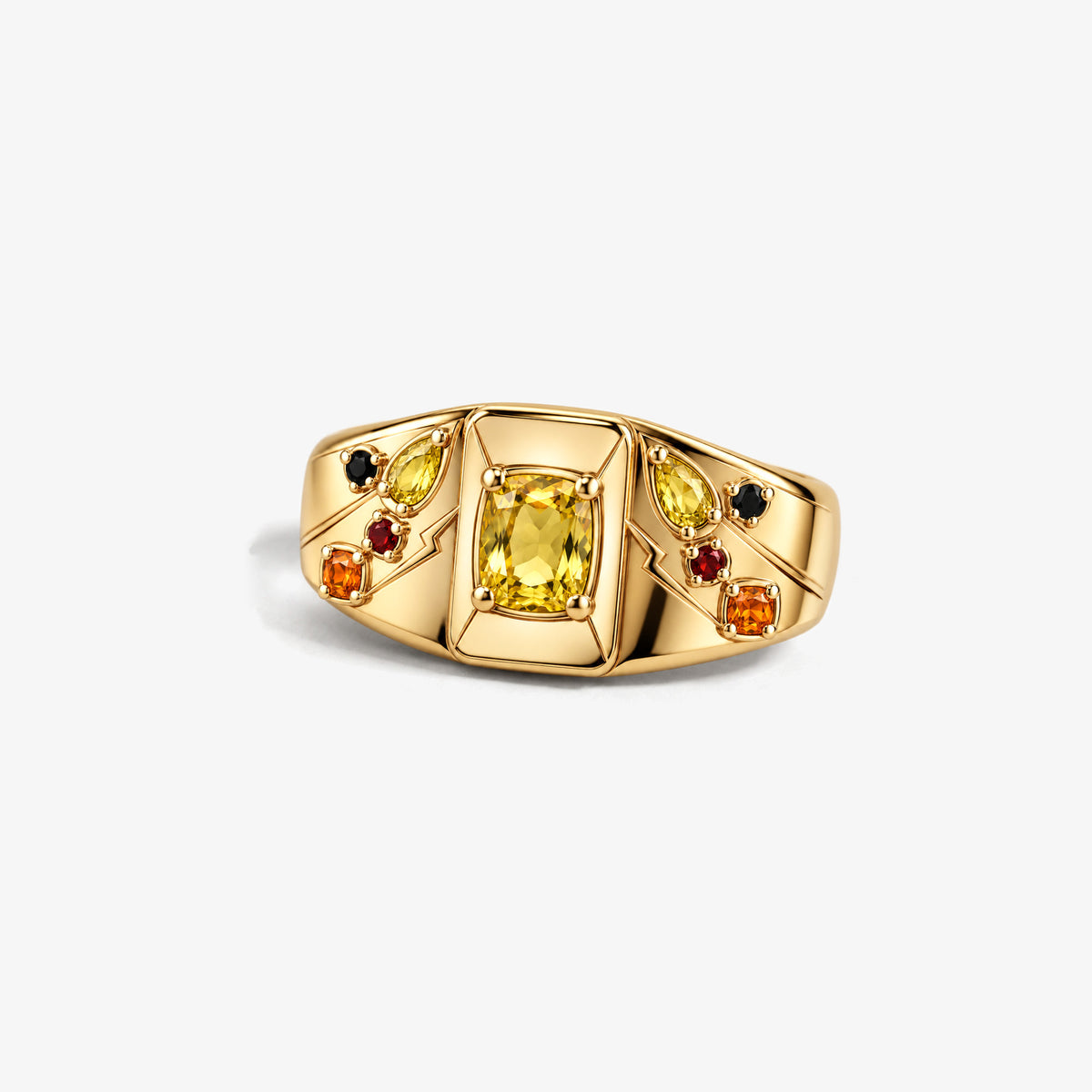 Cheek Spark Signet Ring in gold, front view