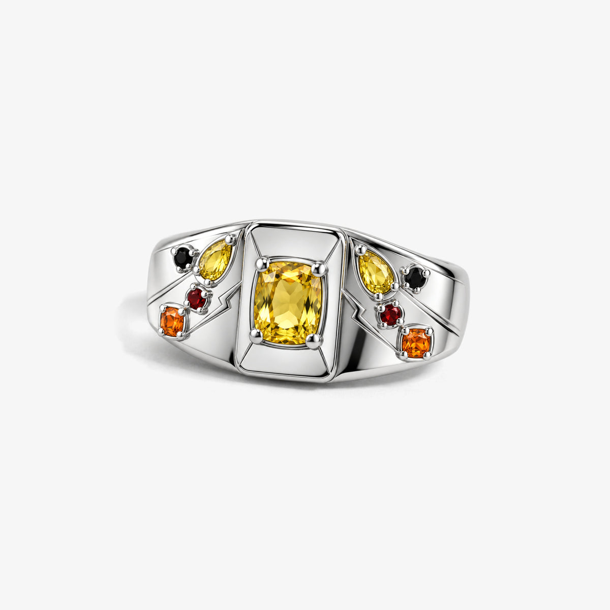 Cheek Spark Signet Ring in silver, front view