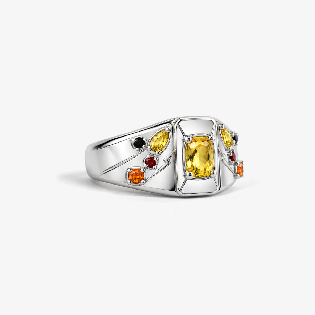 Cheek Spark Signet Ring in silver, left side view