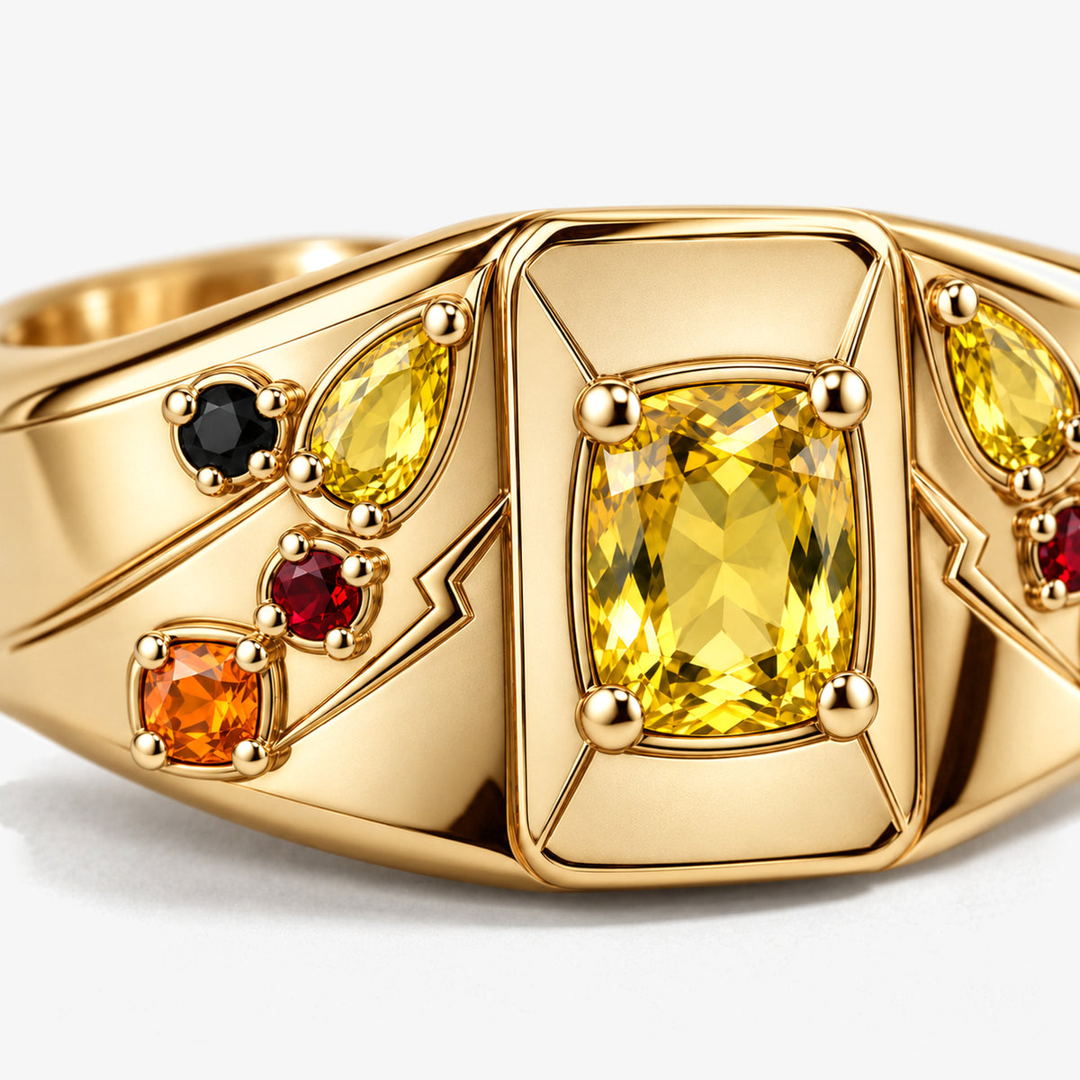 Cheek Spark Signet Ring in gold, close-up