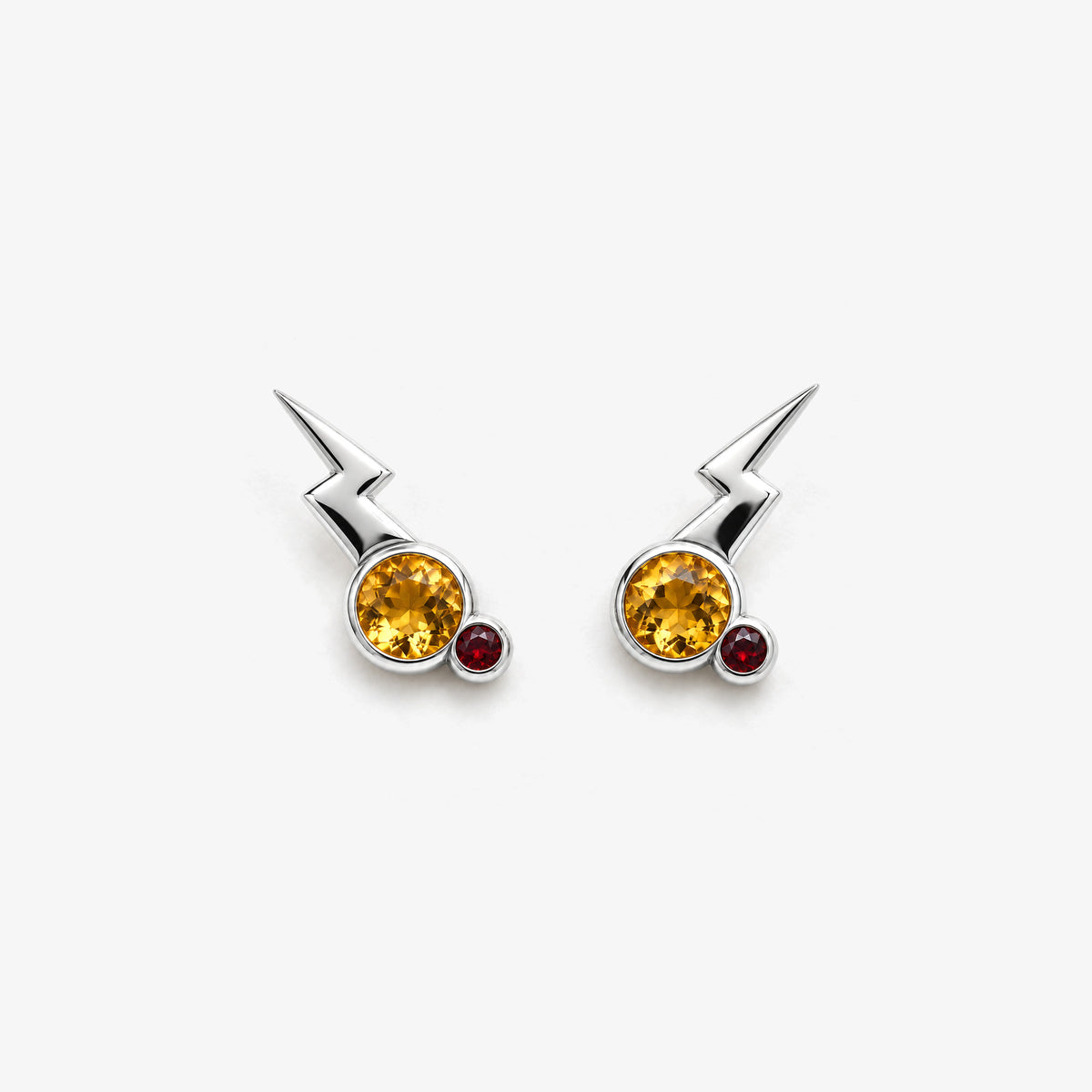 Cheek Spark Studs in silver, front view