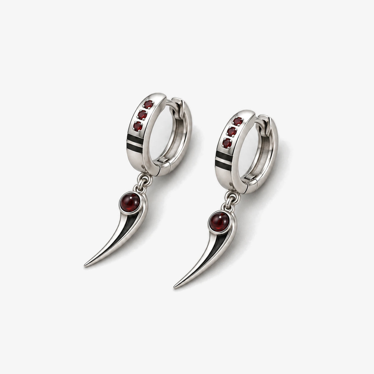 Choso Earrings in silver, front view