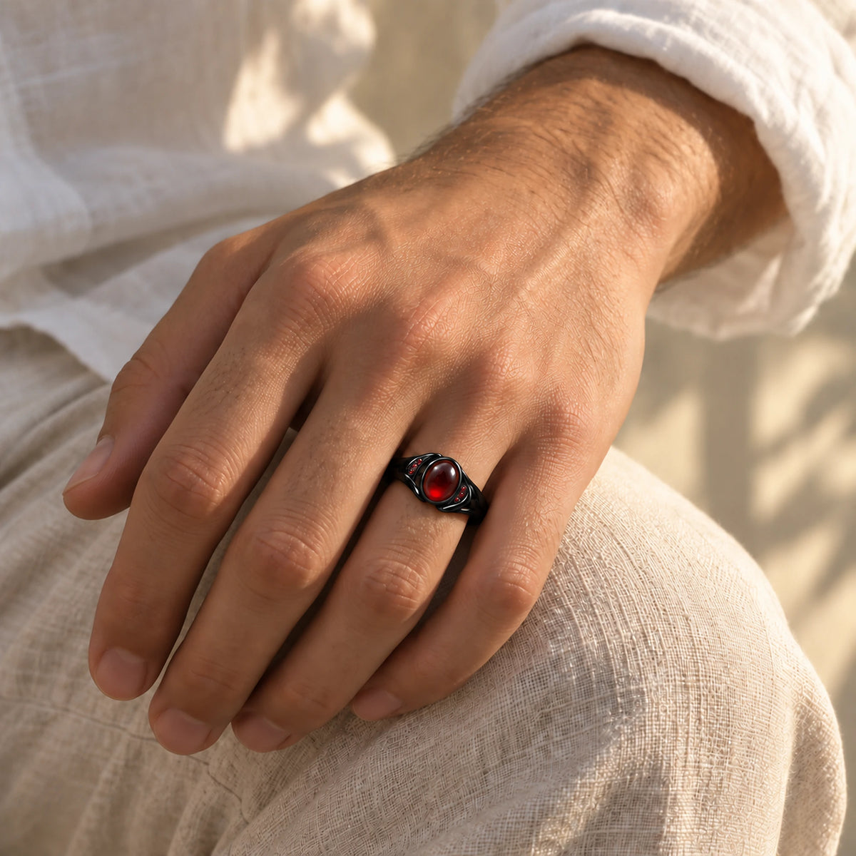 Choso Ring in Royal Black, worn