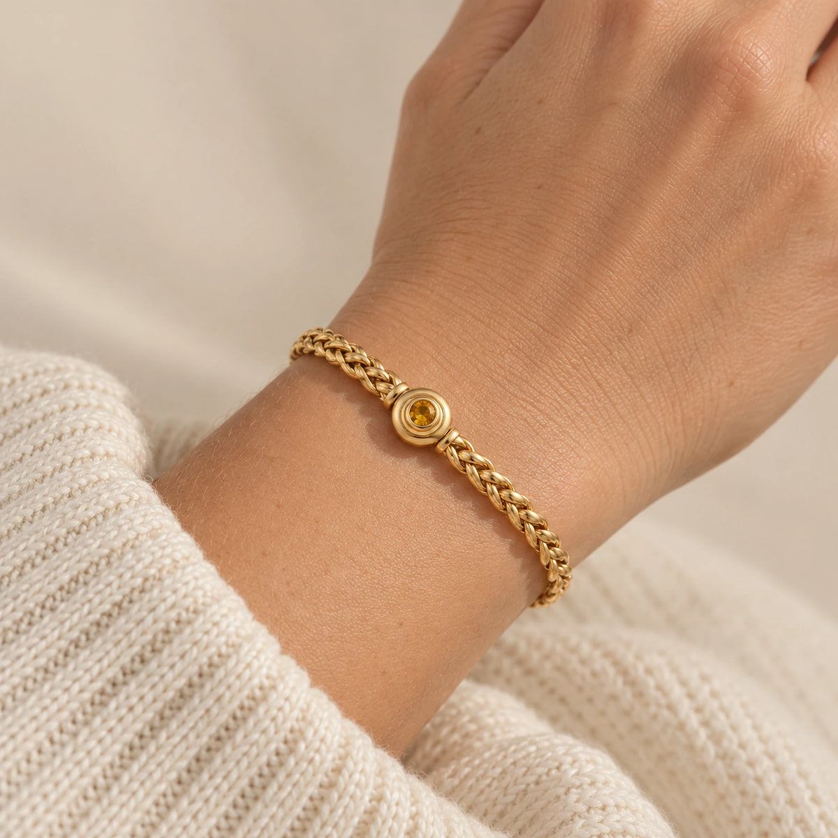 Control Devil Bracelet in gold, worn