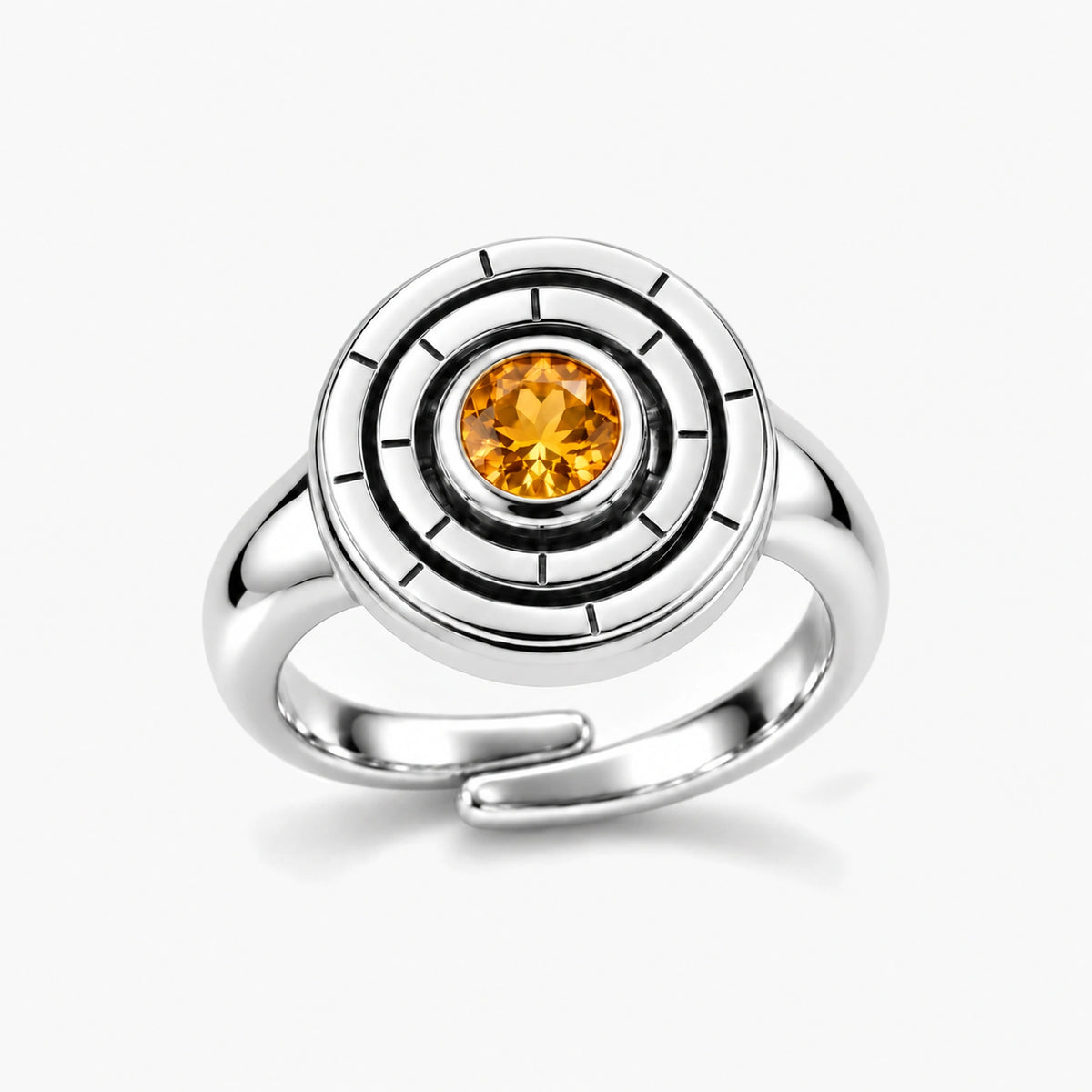 Control Devil Ring in silver, front view